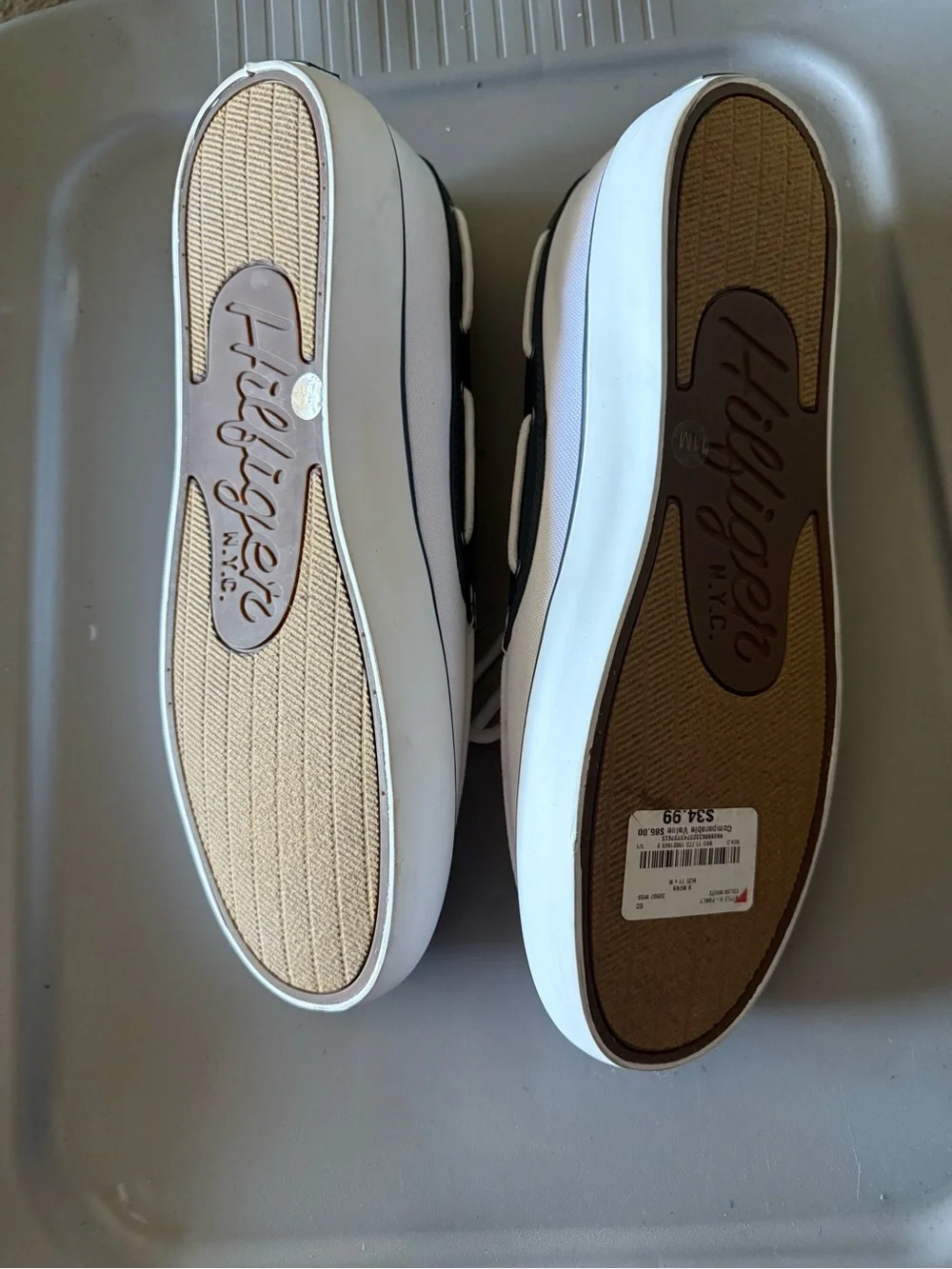 Tommy Hilfiger White and Navy Canvas Deck Shoes